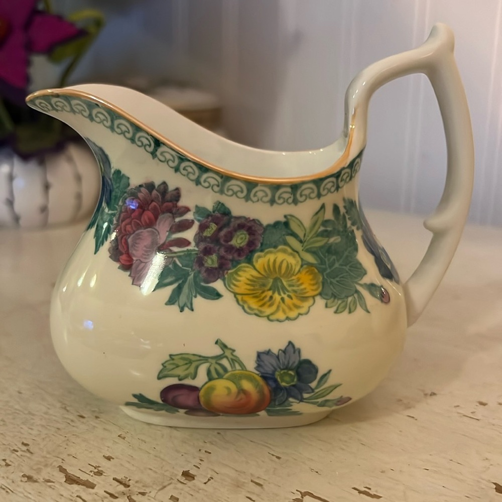 Vintage Spode Copeland creamer fruit & flowers